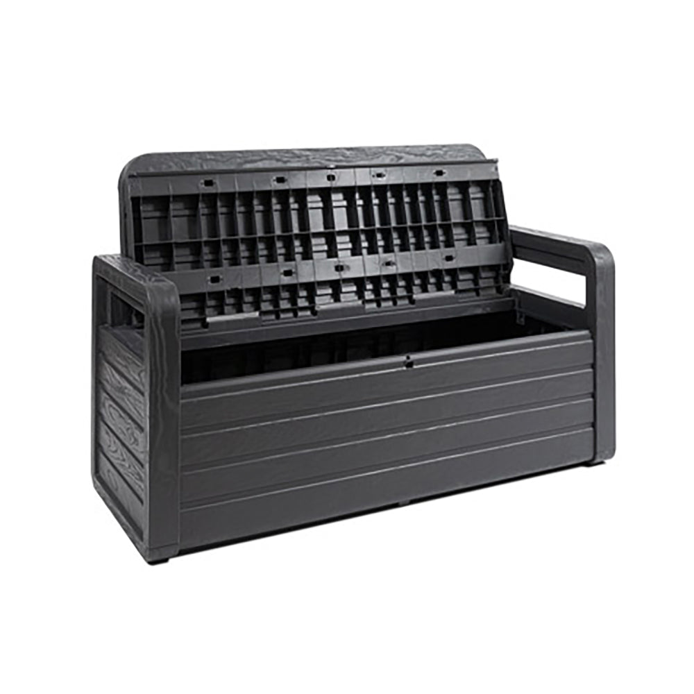 Toomax Foreverspring 70 Gallon Deck Storage Box Chest Bench, Dark Gray (Used) - VMInnovations