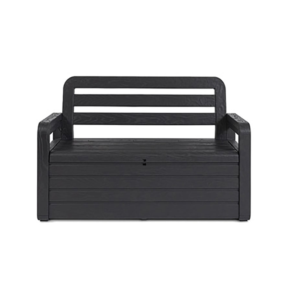 Toomax Foreverspring 70 Gallon Outdoor Deck Storage Box Chest Bench, Dark Gray - VMInnovations