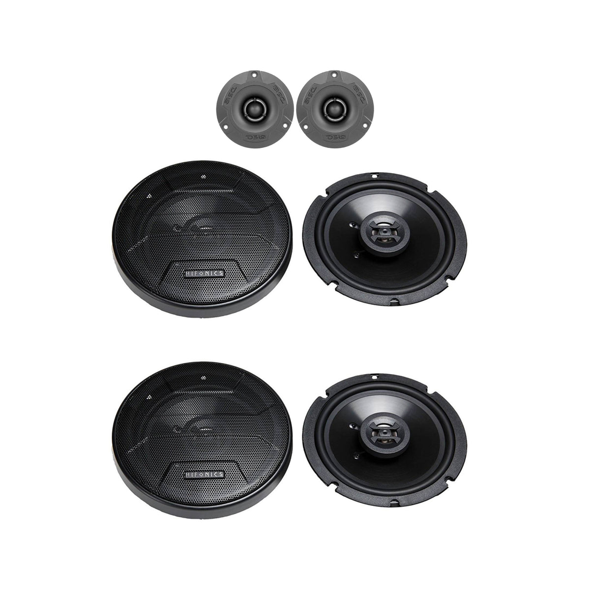 DS18 240 Watt Aluminum Bullet Tweeter Pair Bundle with 2 Pairs of 300W Speakers