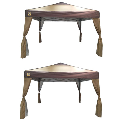 Z-Shade 10 x 10Ft Lawn & Garden Outdoor Portable Canopy with Skirts, Tan(2 Pack) - VMInnovations