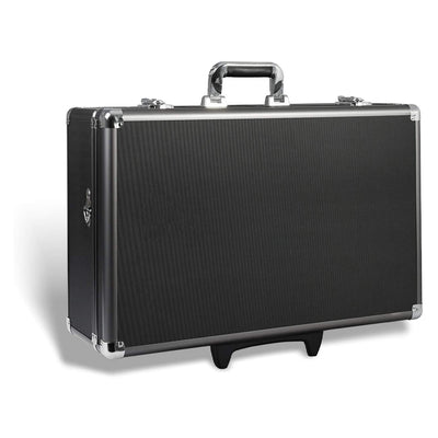 Zeikos Deluxe Large Hard Shell Protective Storage Rolling Case w/ Strap, Black