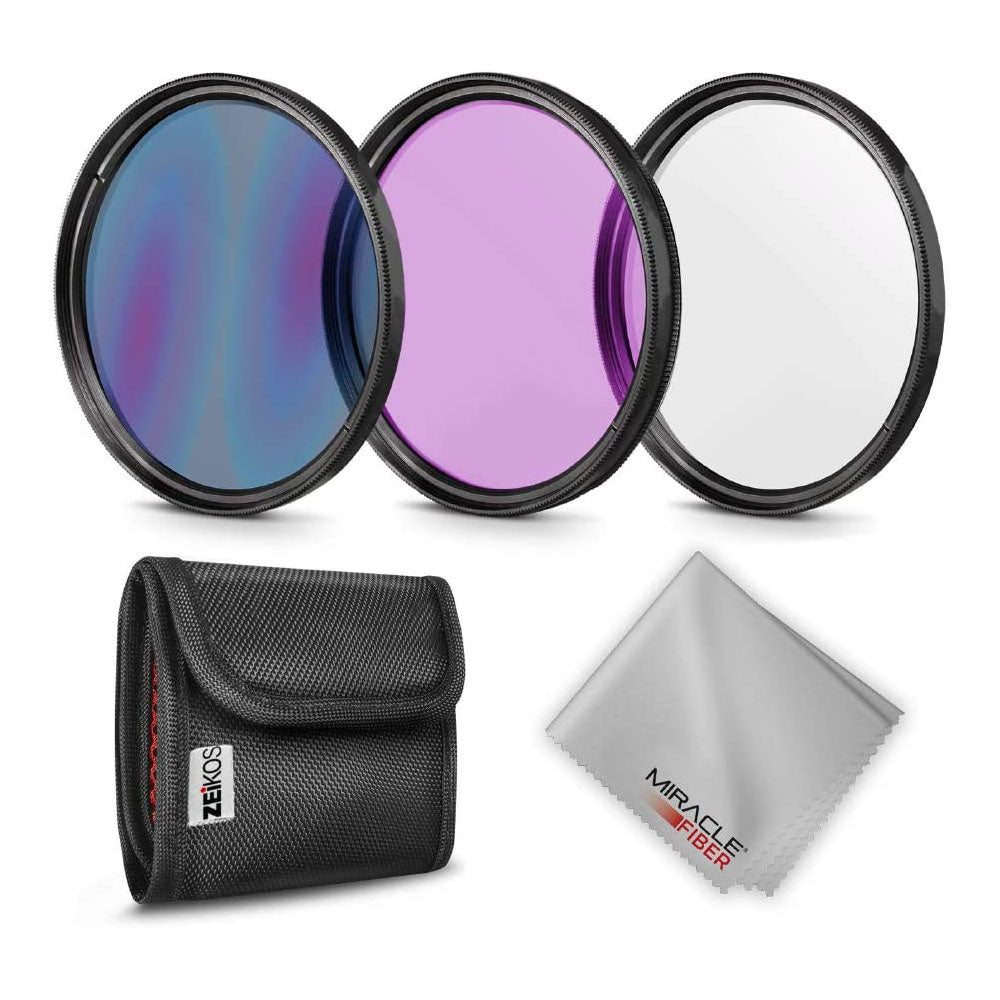 Zeikos Professional 72 Millimeter Multi Coated Glass 3 Piece Camera Filter Kit - VMInnovations