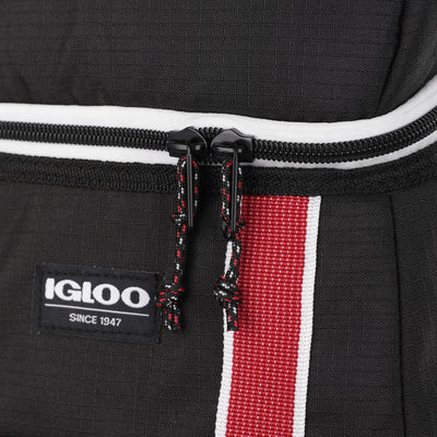 Igloo 30 Can Insulated Soft Cooler Backpack Carry Bag, Black/Red (Open Box)