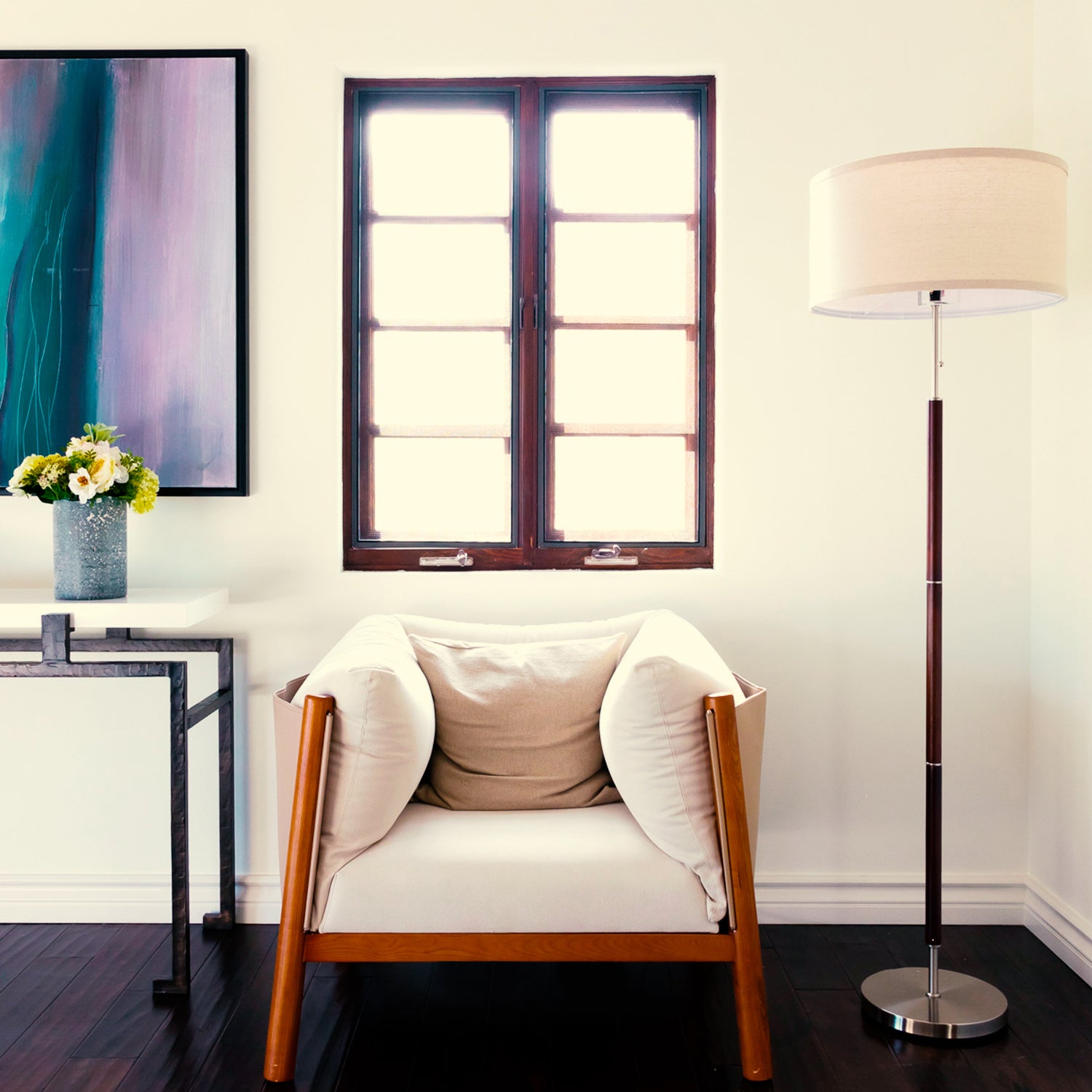 Brightech Carter Mid Century 65" Standing Pole LED Floor Lamp, Wood (Open Box) - VMInnovations