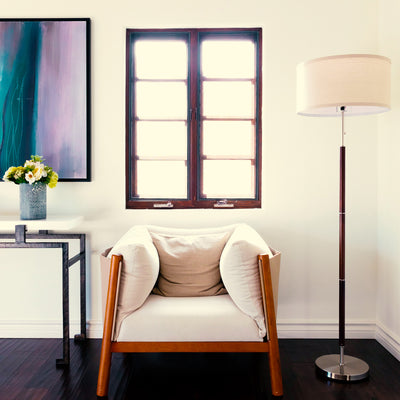 Brightech Carter Mid Century 65" Standing Pole LED Floor Lamp, Wood (Open Box) - VMInnovations
