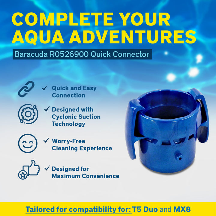 Baracuda Swimming Pool System Quick Connector for T5 Duo and MX8, Blue(Open Box)