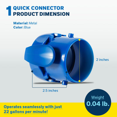 Baracuda Reliable Swimming Pool System Quick Connector for T5 Duo and MX8, Blue - VMInnovations