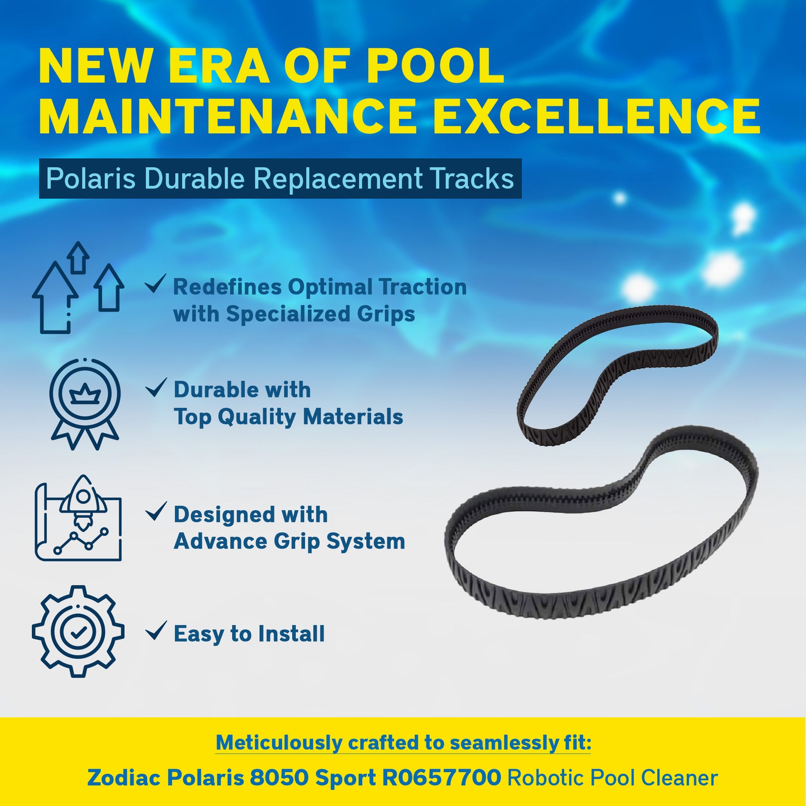 Zodiac Durable Replacement Track for Robotic Pool Cleaner (Set of 2) (Open Box) - VMInnovations