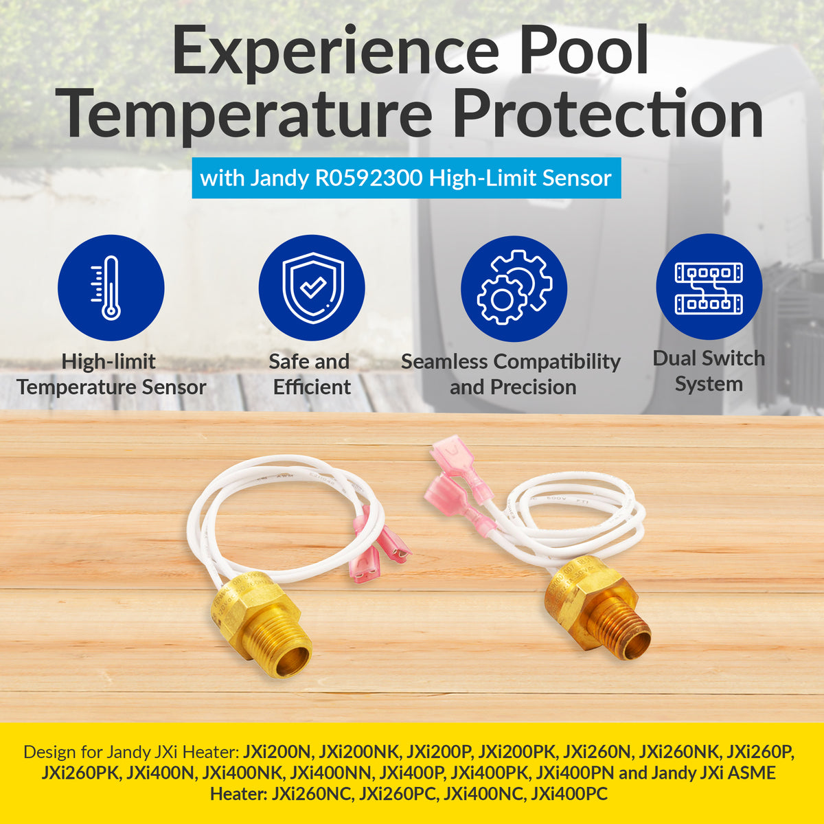 Jandy High Limit Temperature Sensor for Models JXI 260 & 400 Heaters, (Open Box)