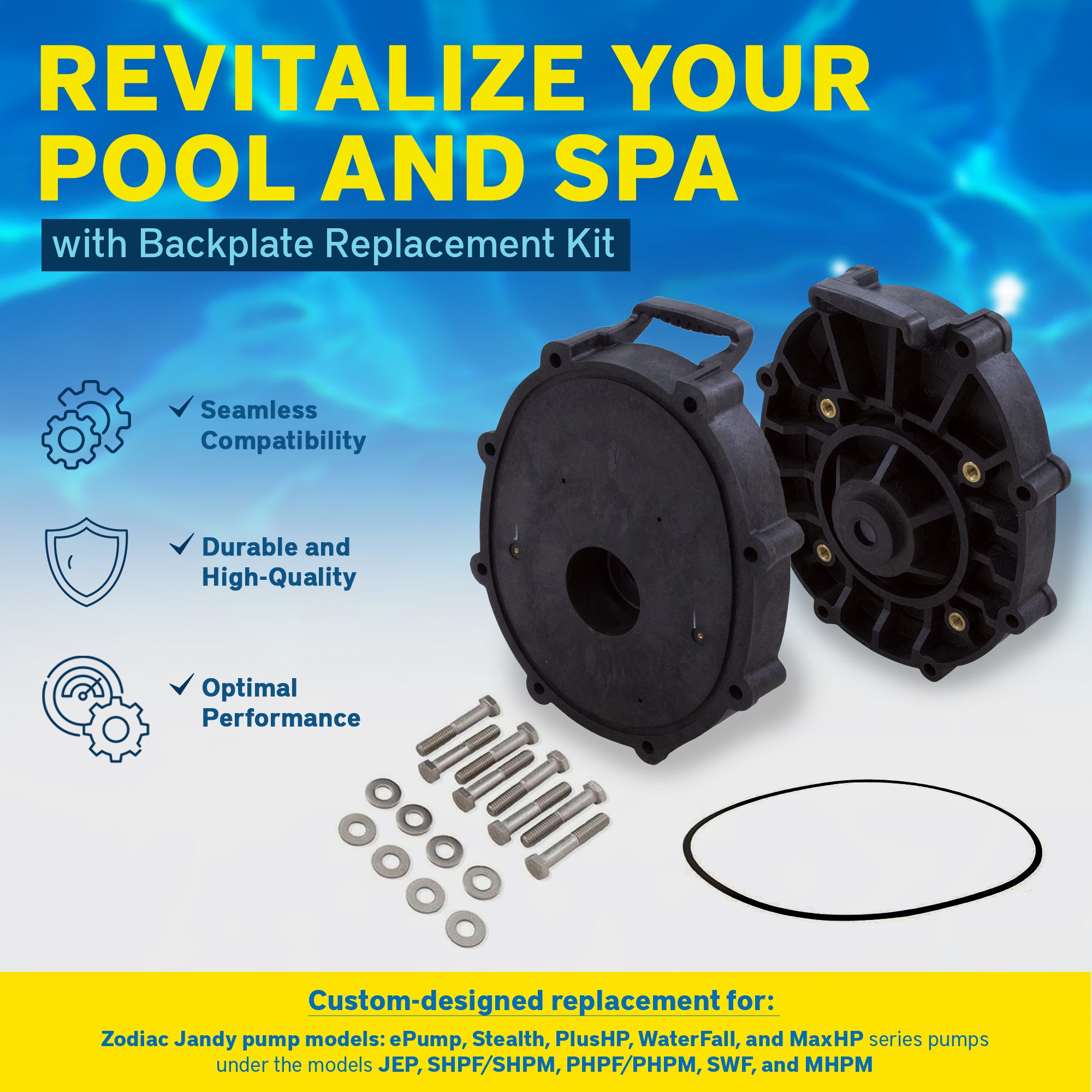Zodiac Backplate Replacement Kit, Select Zodiac Jandy Pool and Spa Pumps (Used) - VMInnovations