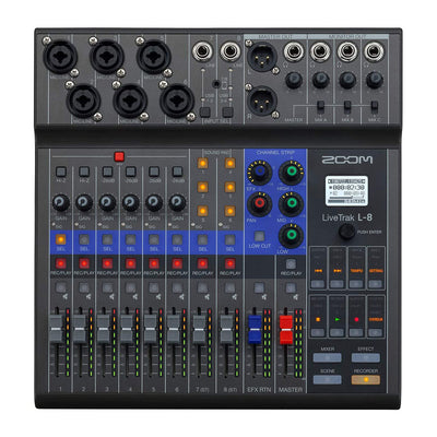 Zoom LiveTrak L-8 8 Channel Digital Audio Recorder & Mixer with Zeikos Sling Bag