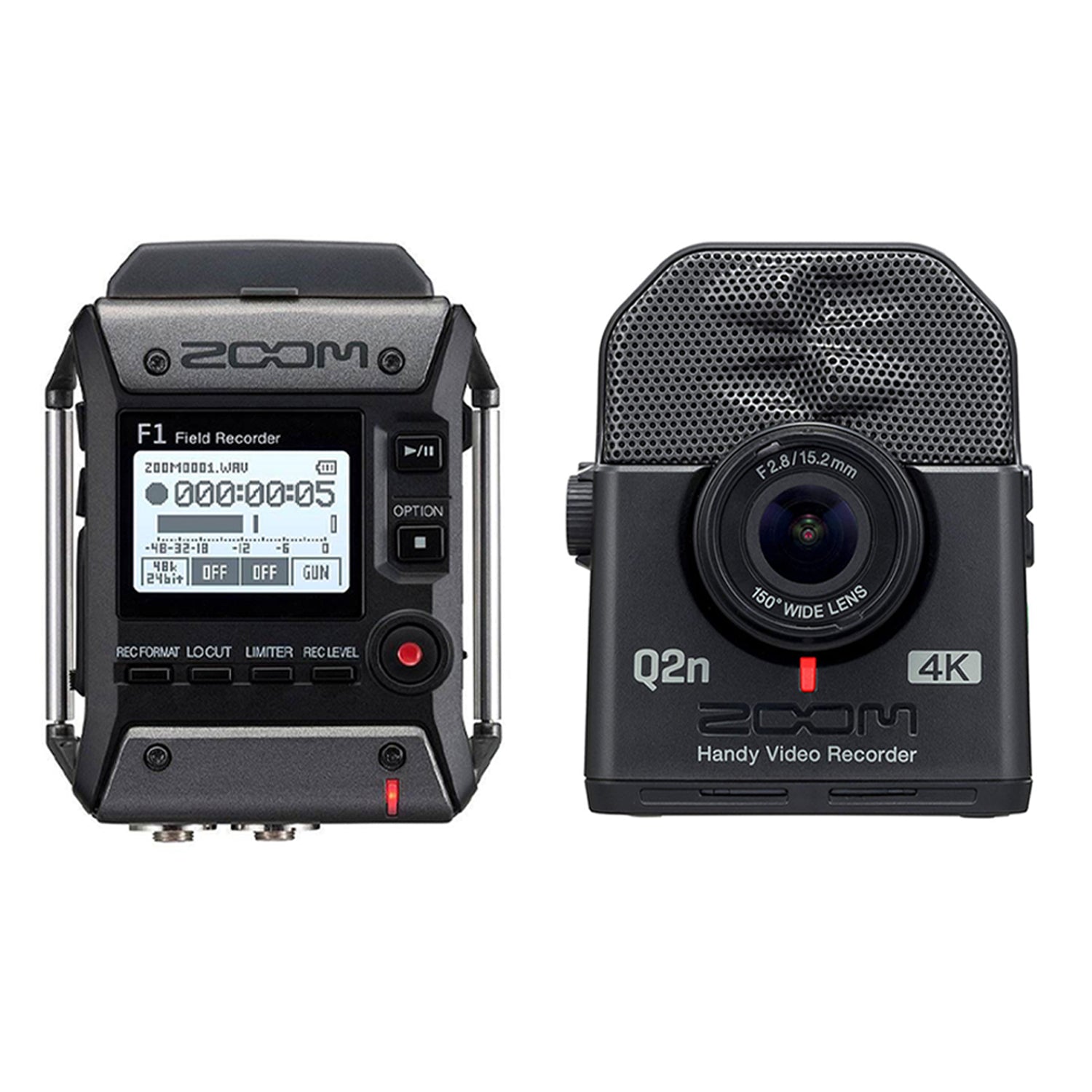Zoom F1 Digital Audio Recorder with Lavalier Mic and Q2N4K Compact 4K Camera