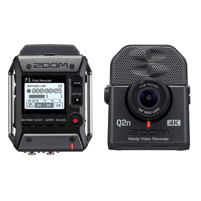 Zoom F1 Digital Audio Recorder with Lavalier Mic and Q2N4K Compact 4K Camera