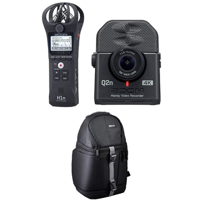 Zoom H1N Wireless Digital Audio Recorder, Q2N4K Compact 4K Camera & Bag, Black