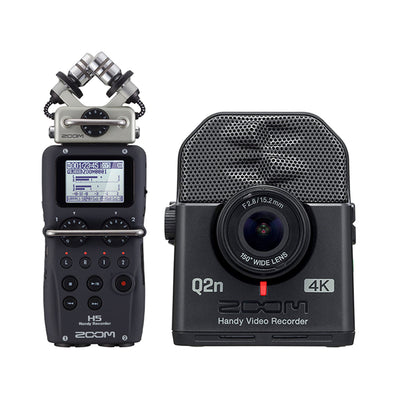 Zoom H5 Portable 4 Track Digital Audio Recorder and Q2N4K Compact 4K Camera