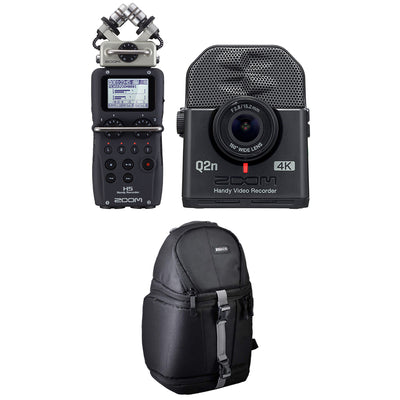 Zoom H5 4 Track Digital Audio Recorder and Q2N4K Compact 4K Camera & Bag, Black