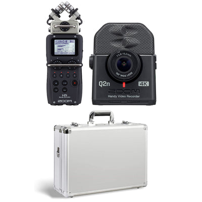 Zoom H5 4 Track Digital Audio Recorder and Q2N4K Compact 4K Camera & Case, White - VMInnovations