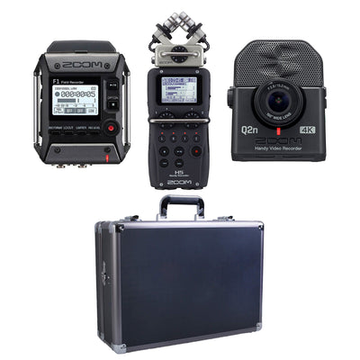 Zoom H5 & F1 Digital Audio Recorders, Q2N4K Recorder 4K Camera & Case, Black - VMInnovations