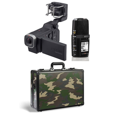 Zoom Q8 Video Camera and H2N 4 Track Digital Audio Recorder with Case, Camo