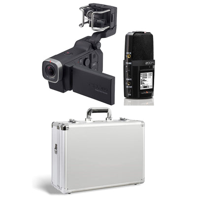 Zoom Q8 Video Camera and H2N 4 Track Digital Audio Recorder with Case, White