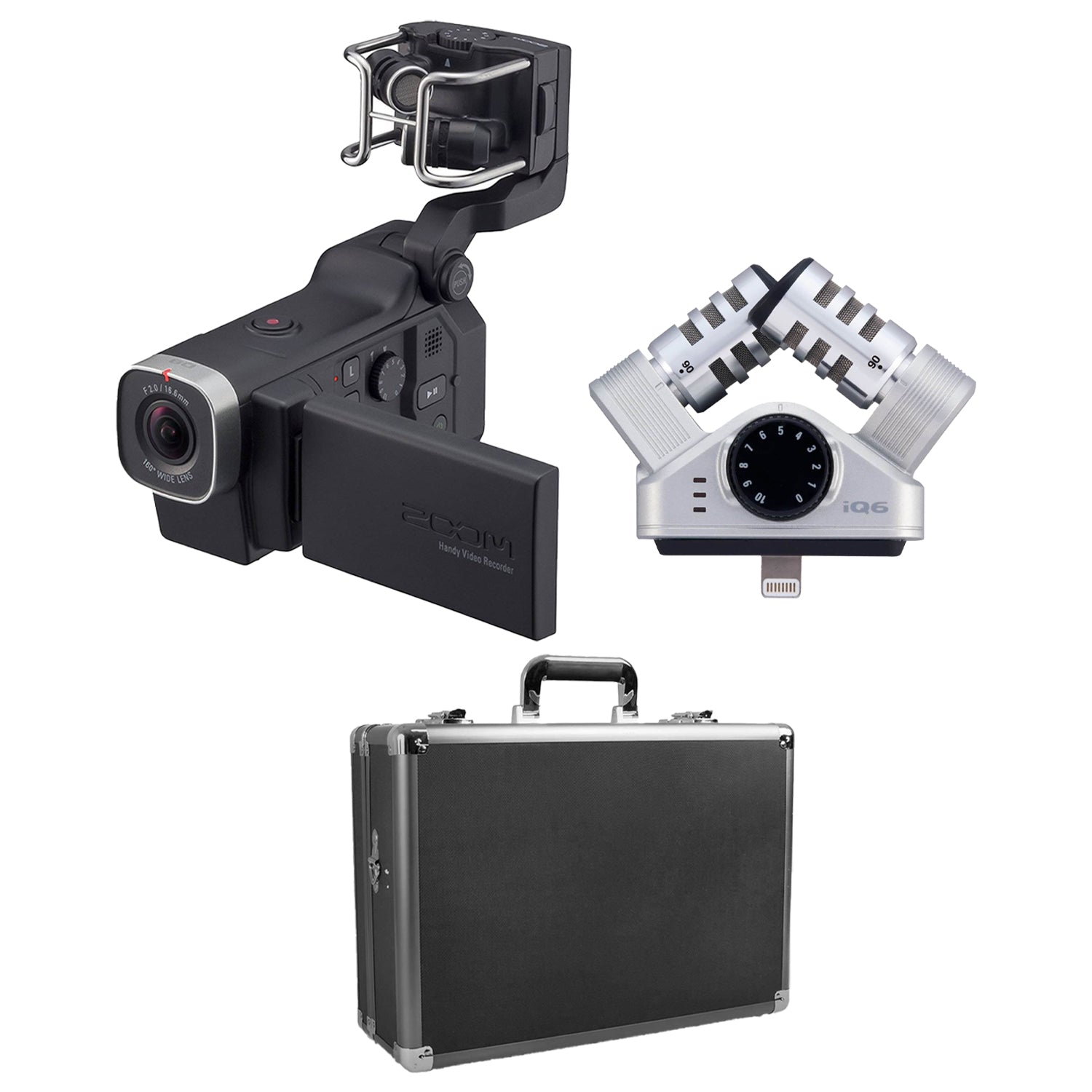 Zoom Q8 HD Video Camera and iQ6 Stereo Lightning Connector X/Y with Case, Black