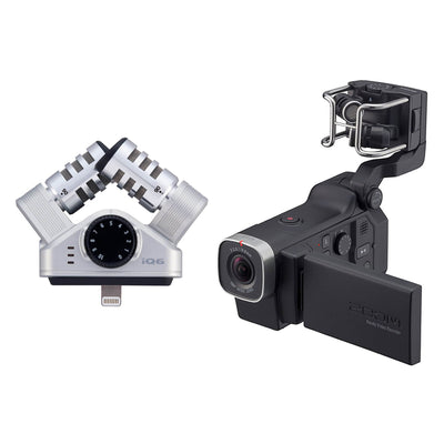 Zoom Q8 HD Video Camera and iQ6 Stereo Lightning Connector X/Y with Case, Camo