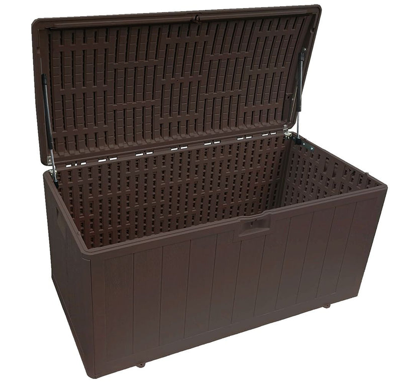 Plastic Development Group 105-Gallon Deck Box with Gas Shock Lid, Java Brown