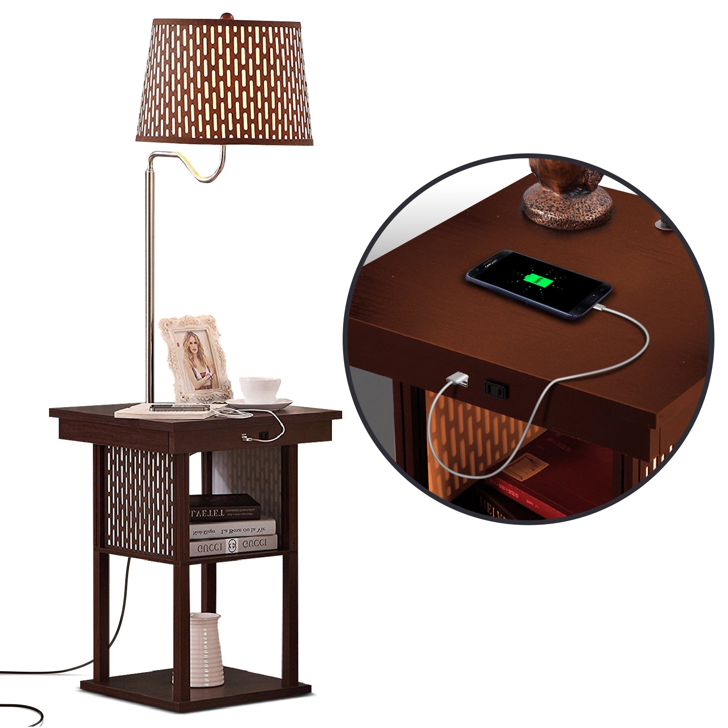Brightech Madison Nightstand Side Table with Built In Lamp USB Port (Open Box) - VMInnovations
