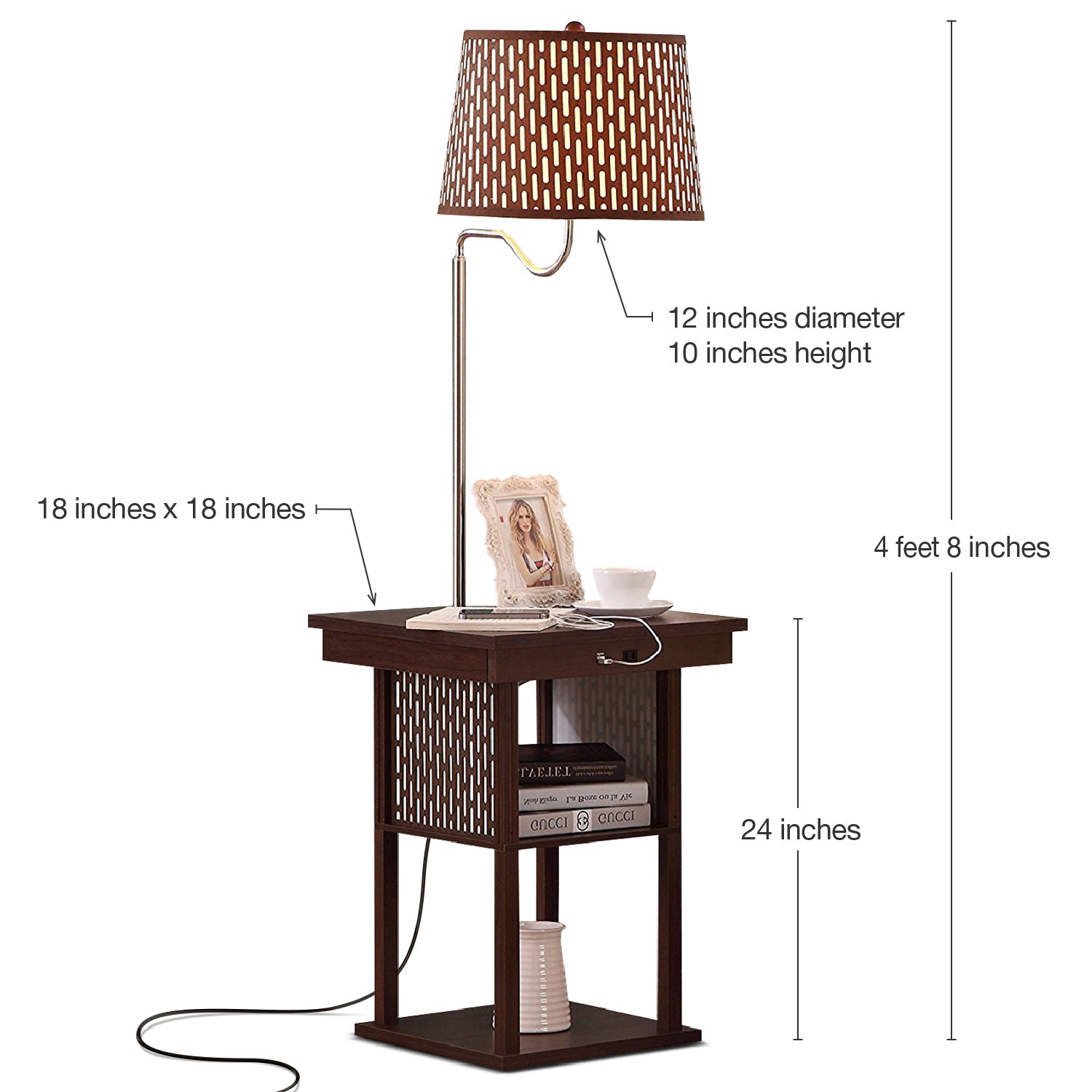 Brightech Madison Nightstand Side Table with Built In Lamp USB Port (Open Box) - VMInnovations
