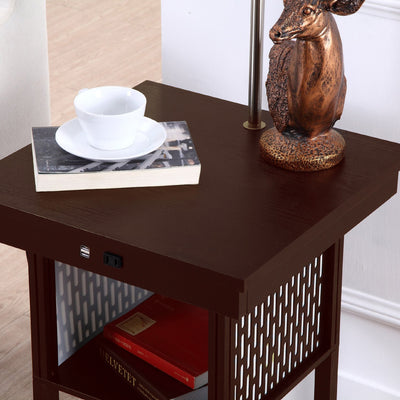 Brightech Madison Nightstand Side Table with Built In Lamp USB Port (Open Box) - VMInnovations