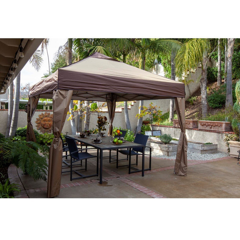 Z- Shade 10Ft x 10Ft Lawn and Garden Portable Canopy with Skirts, Tan (Damaged)