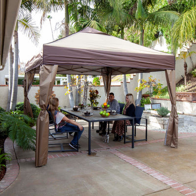Z- Shade 10Ft x 10Ft Lawn and Garden Outdoor Portable Canopy with Skirts, Tan - VMInnovations