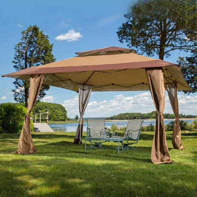 Z-Shade 13 x 13 Foot Instant Gazebo Canopy Tent Outdoor Patio, Tan Brown (Used)