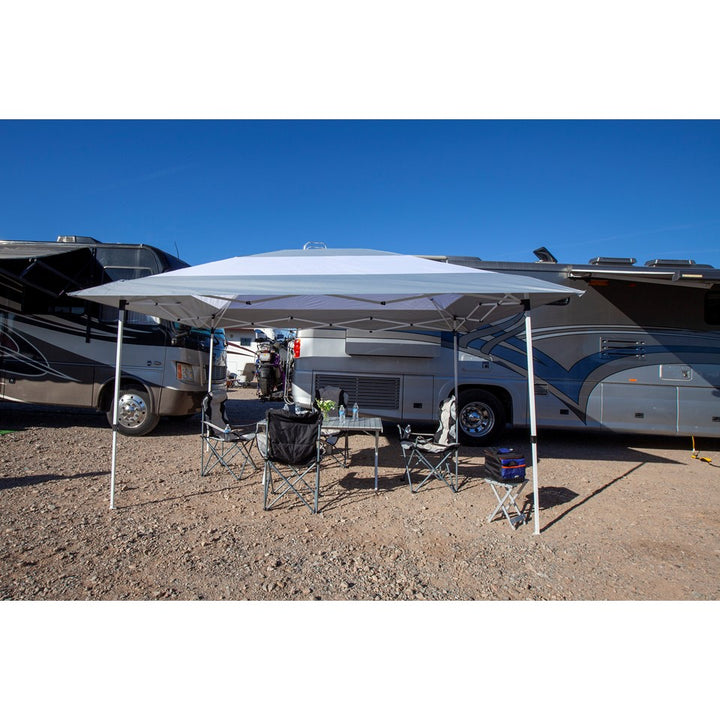 Z-Shade Prestige 14' x 10' Instant Canopy Patio Shelter, Grey & White (Used)