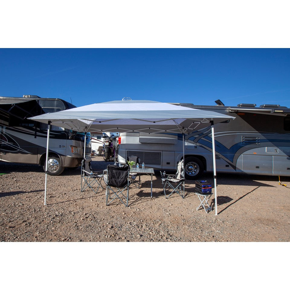 Z-Shade 14 x 10 Foot Prestige Instant Shade Outdoor Canopy Shelter, Grey & White - VMInnovations