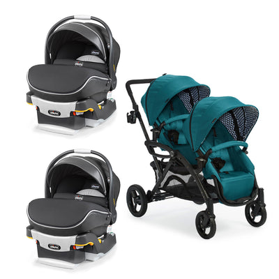 Countours Tandem Stroller and 2 Pack of Chicco KeyFit 30 Zip Air Infant Car Seat