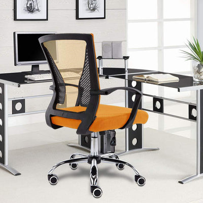 Modern Home Zuna Ergonomic Mesh Back Office Desk Rolling Chair, Black & Orange