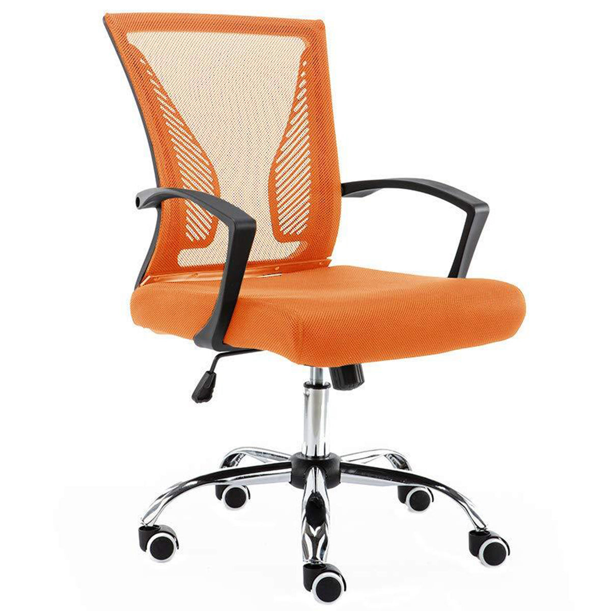 Modern Home Zuna Ergonomic Mesh Back Office Desk Rolling Chair, Black & Orange