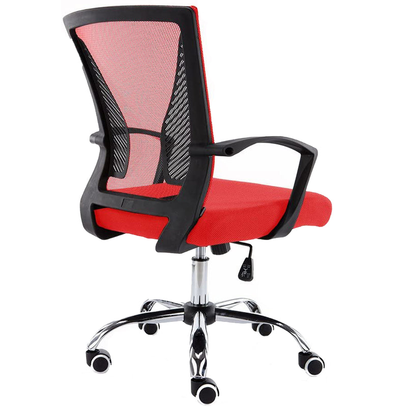 Modern Home Zuna Ergonomic Mesh Mid Back Office Desk Rolling Chair, Black & Red