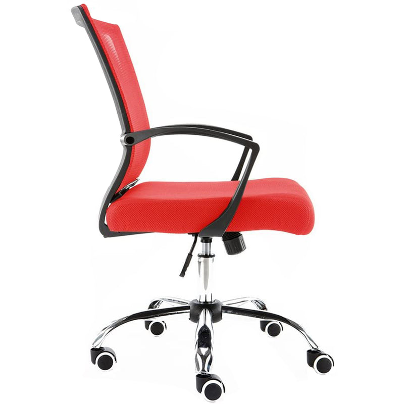 Modern Home Zuna Ergonomic Mesh Mid Back Office Desk Rolling Chair, Black & Red