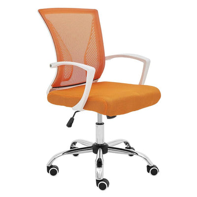 Modern Home Zuna Ergonomic Mesh Mid Back Office Desk Rolling Chair, Orange/White