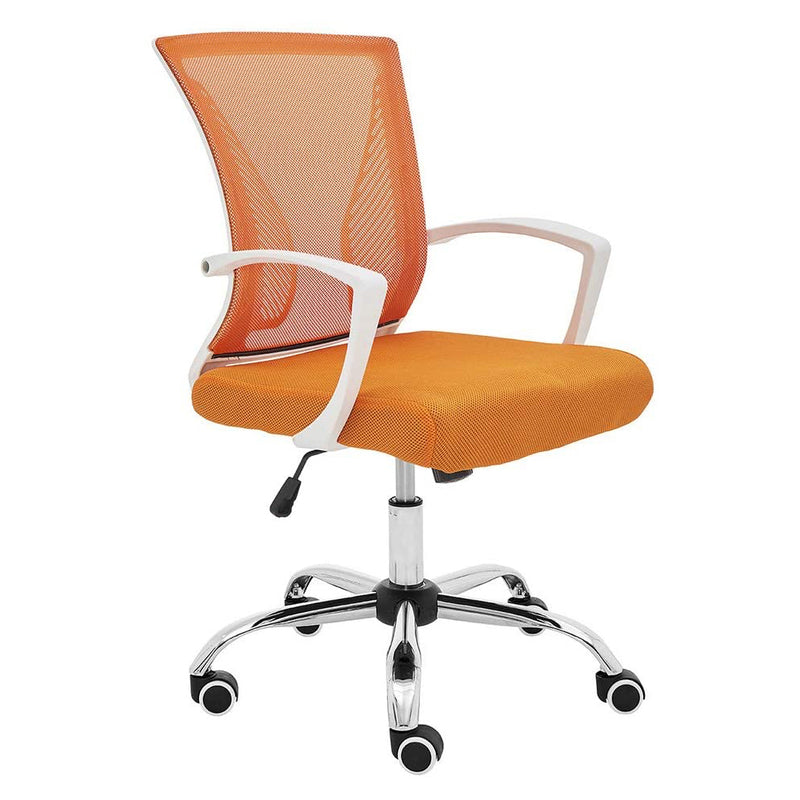 Modern Home Zuna Ergonomic Mesh Mid Back Office Desk Rolling Chair, Orange/White