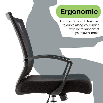 Modern Home Zuna Ergonomic Nylon Rolling Chair, Black (Used)