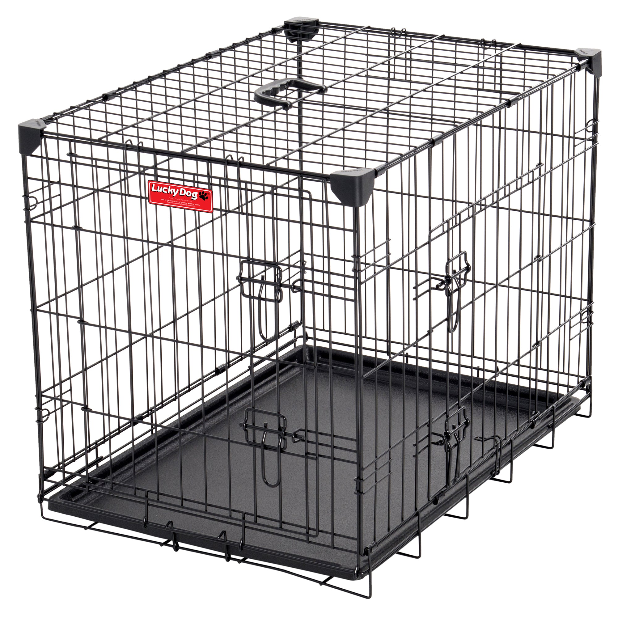 Lucky Dog 2 Door Dog Training Kennel w/ Leak Proof Removable Pan & Mat, Small