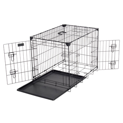 Lucky Dog 2 Door Dog Training Kennel w/ Leak Proof Removable Pan & Mat, Small