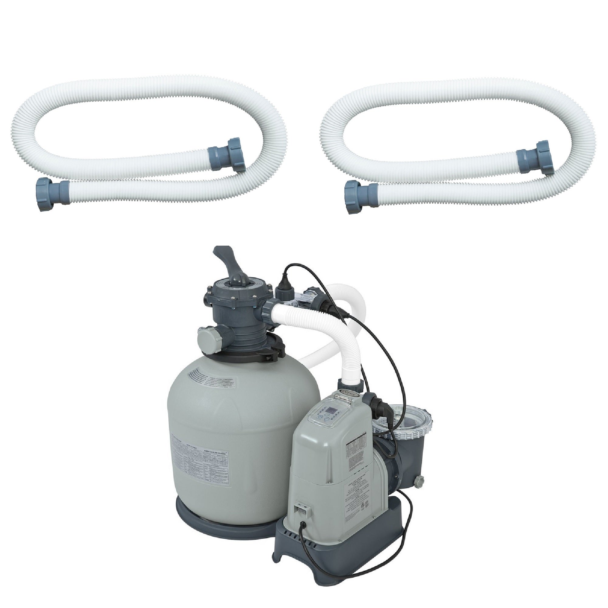Intex Saltwater System & Sand Filter Pump w/ Pool Replacement Hose(2 Pack)