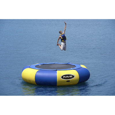 Rave Sport Aqua Jump Eclipse 150 Water Trampoline with Ladder, Blue and Yellow