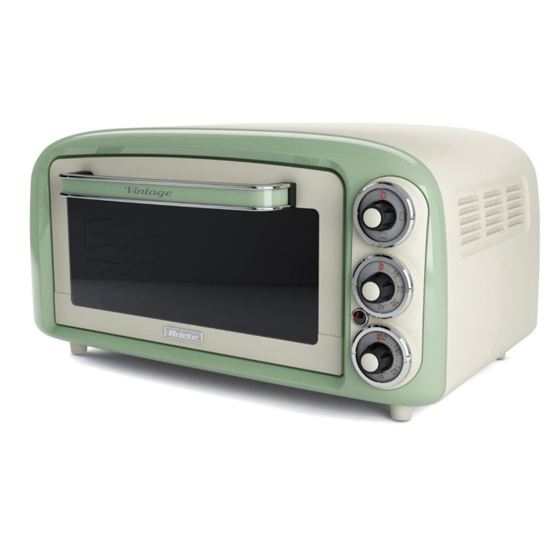 Ariete Vintage 1380W 18 Liter Electric Kitchen Countertop Toaster Oven, Green
