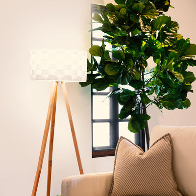 Brightech Bijou Modern Home 60" Tall Standing LED Light Tripod Floor Lamp, Wood