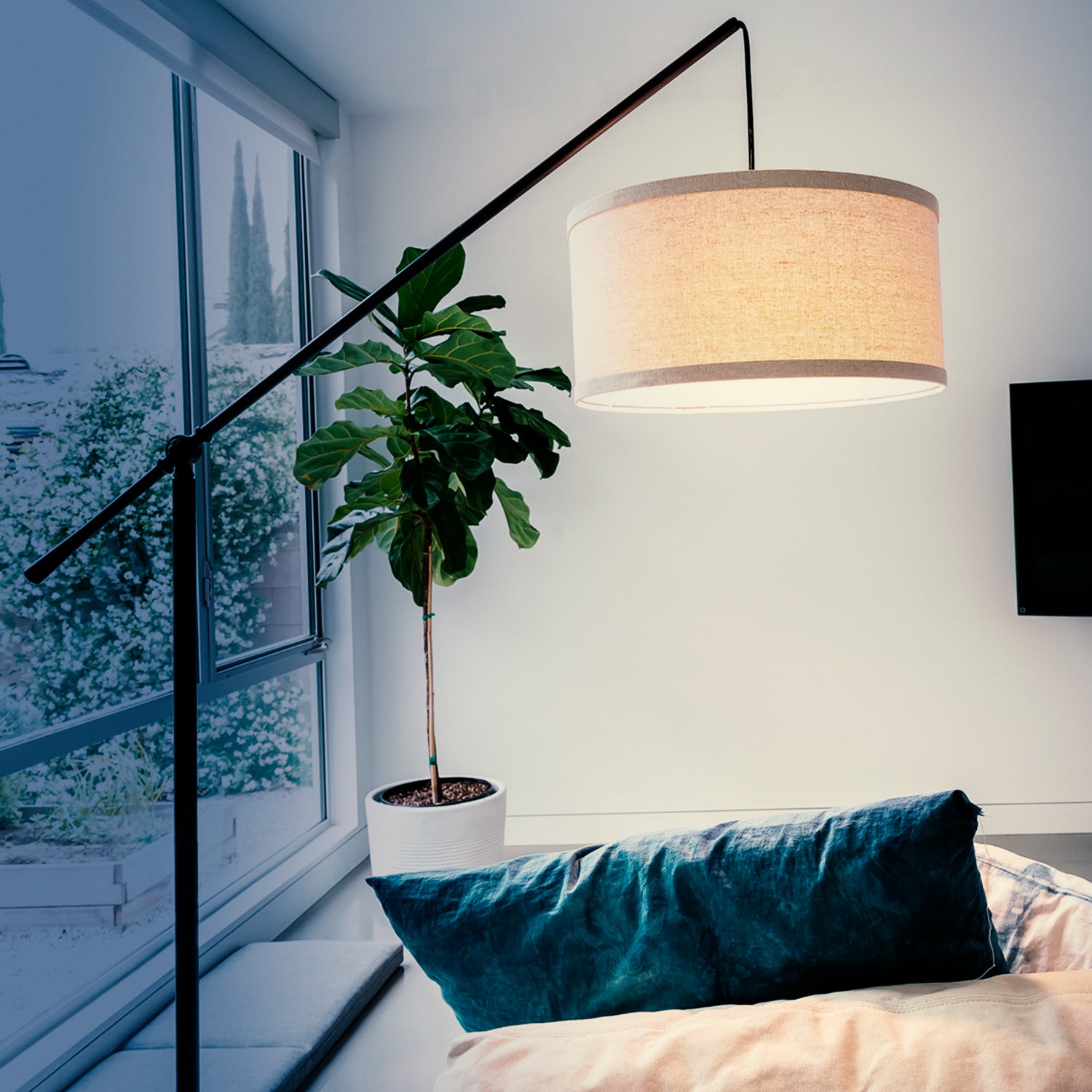 Brightech 2 Contemporary Hanging Arc Floor Lamp with LED Bulb, Black (For Parts) - VMInnovations